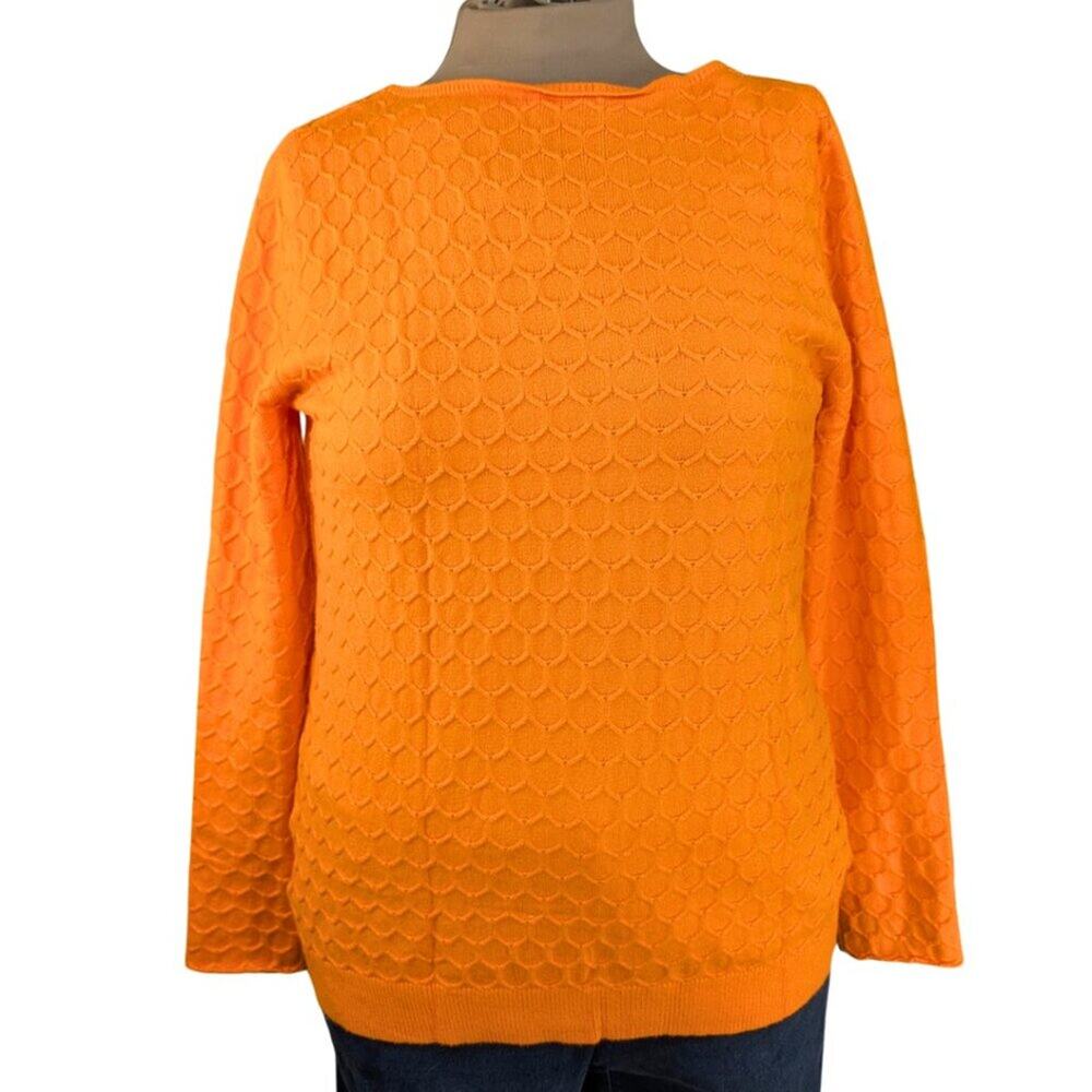 Soft XXL Orange Honeycomb Long Sleeve Comfy Casual Preppy Pullover Sweater